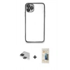 MARSİLYAN™- iPhone 11 Pro Max Kılıf Vadi Minimal - Siyah 6D Mat Seramik Hayalet Nano Ekran Koruyucu + Pers Alüminyum Kamera Lens - SH