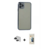 MARSİLYAN™- iPhone 11 Pro Max Kılıf Vadi Minimal - Siyah 6D Mat Seramik Hayalet Nano Ekran Koruyucu + Pers Alüminyum Kamera Lens - SH