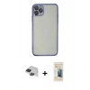 MARSİLYAN™- iPhone 11 Pro Max Kılıf Vadi Minimal - Siyah 6D Mat Seramik Hayalet Nano Ekran Koruyucu + Pers Alüminyum Kamera Lens - SH