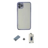 MARSİLYAN™- iPhone 11 Pro Max Kılıf Vadi Minimal - Siyah Bilvis Hayalet Cam Ekran Koruyucu + Metal Kamera Lens Koruma Cam - AKYL
