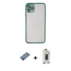 MARSİLYAN™- iPhone 11 Pro Max Kılıf Vadi Minimal - Siyah Bilvis Hayalet Cam Ekran Koruyucu + Metal Kamera Lens Koruma Cam - AKYL