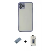 MARSİLYAN™- iPhone 11 Pro Max Kılıf Vadi Minimal - Siyah Bilvis Hayalet Cam Ekran Koruyucu + Shine Kamera Lens Koruma Cam - MI