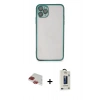 MARSİLYAN™- iPhone 11 Pro Max Kılıf Vadi Minimal - Siyah Bilvis Hayalet Cam Ekran Koruyucu + Pers Alüminyum Kamera Lens - KI