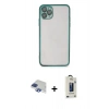 MARSİLYAN™- iPhone 11 Pro Max Kılıf Vadi Minimal - Siyah Bilvis Hayalet Cam Ekran Koruyucu + Pers Alüminyum Kamera Lens - LT