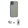 MARSİLYAN™- iPhone 11 Pro Max Kılıf Vadi Minimal - Siyah Bilvis Hayalet Cam Ekran Koruyucu + Pers Alüminyum Kamera Lens - KI
