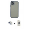 MARSİLYAN™- iPhone 11 Pro Max Kılıf Vadi Minimal - Siyah Bilvis Hayalet Cam Ekran Koruyucu + Pers Alüminyum Kamera Lens - LT