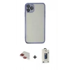 MARSİLYAN™- iPhone 11 Pro Max Kılıf Vadi Minimal - Siyah Bilvis Hayalet Cam Ekran Koruyucu + Pers Alüminyum Kamera Lens - KI