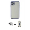 MARSİLYAN™- iPhone 11 Pro Max Kılıf Vadi Minimal - Siyah Bilvis Hayalet Cam Ekran Koruyucu + Pers Alüminyum Kamera Lens - SH
