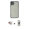 MARSİLYAN™- iPhone 11 Pro Max Kılıf Vadi Minimal - Siyah Bilvis Hayalet Cam Ekran Koruyucu + Pers Alüminyum Kamera Lens - KI