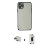 MARSİLYAN™- iPhone 11 Pro Max Kılıf Vadi Minimal - Siyah Bilvis Hayalet Cam Ekran Koruyucu + Pers Alüminyum Kamera Lens - YL