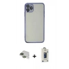 MARSİLYAN™- iPhone 11 Pro Max Kılıf Vadi Minimal - Siyah Bilvis Hayalet Cam Ekran Koruyucu + Pers Alüminyum Kamera Lens - YL