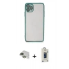 MARSİLYAN™- iPhone 11 Pro Max Kılıf Vadi Minimal - Siyah Bilvis Hayalet Cam Ekran Koruyucu + Pers Alüminyum Kamera Lens - YL
