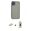 MARSİLYAN™- iPhone 11 Pro Max Kılıf Vadi Minimal - Siyah Bilvis Hayalet Cam Ekran Koruyucu + Renkli Kamera Lens Koruma Cam - SI