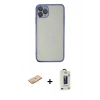 MARSİLYAN™- iPhone 11 Pro Max Kılıf Vadi Minimal - Siyah Bilvis Hayalet Cam Ekran Koruyucu + Renkli Kamera Lens Koruma Cam - TU