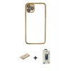 MARSİLYAN™- iPhone 11 Pro Max Kılıf Vadi Minimal - Siyah Bilvis Hayalet Cam Ekran Koruyucu + Renkli Kamera Lens Koruma Cam - YL