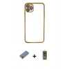 MARSİLYAN™- iPhone 11 Pro Max Kılıf Vadi Minimal - Siyah Joko Magic 5D Hayalet Cam + Gümüş Shine Kamera Lens Koruma Cam