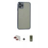 MARSİLYAN™- iPhone 11 Pro Max Kılıf Vadi Minimal - Siyah Joko Magic 5D Hayalet Cam + Kırmızı Pers Alüminyum Kamera Lens