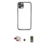 MARSİLYAN™- iPhone 11 Pro Max Kılıf Vadi Minimal - Siyah Joko Magic 5D Hayalet Cam + Kırmızı Pers Alüminyum Kamera Lens
