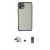 MARSİLYAN™- iPhone 11 Pro Max Kılıf Vadi Minimal - Siyah Joko Magic 5D Hayalet Cam + Kırmızı Pers Alüminyum Kamera Lens