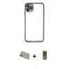 MARSİLYAN™- iPhone 11 Pro Max Kılıf Vadi Minimal - Siyah Joko Magic 5D Hayalet Cam + Rainbow Kamera Lens Koruma Cam - GD