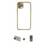 MARSİLYAN™- iPhone 11 Pro Max Kılıf Vadi Minimal - Siyah Joko Magic 5D Hayalet Cam + Rainbow Kamera Lens Koruma Cam - YL