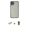 MARSİLYAN™- iPhone 11 Pro Max Kılıf Vadi Minimal - Siyah Joko Magic 5D Hayalet Cam + Renkli Kamera Lens Koruma Cam - PE