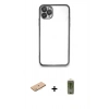 MARSİLYAN™- iPhone 11 Pro Max Kılıf Vadi Minimal - Siyah Joko Magic 5D Hayalet Cam + Renkli Kamera Lens Koruma Cam - PE