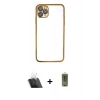 MARSİLYAN™- iPhone 11 Pro Max Kılıf Vadi Minimal - Siyah Joko Magic 5D Hayalet Cam + Kamera Lens Koruma Cam - SF