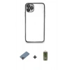 MARSİLYAN™- iPhone 11 Pro Max Kılıf Vadi Minimal - Siyah Joko Magic 5D Hayalet Cam + Shine Kamera Lens Koruma Cam - PE