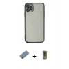 MARSİLYAN™- iPhone 11 Pro Max Kılıf Vadi Minimal - Siyah Joko Magic 5D Hayalet Cam + Shine Kamera Lens Koruma Cam - GS