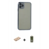 MARSİLYAN™- iPhone 11 Pro Max Kılıf Vadi Minimal - Siyah Joko Magic 5D Hayalet Cam + Turuncu Renkli Kamera Lens Koruma Cam