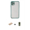 MARSİLYAN™- iPhone 11 Pro Max Kılıf Vadi Minimal - Siyah Joko Magic 5D Hayalet Cam + Turuncu Renkli Kamera Lens Koruma Cam