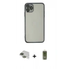 MARSİLYAN™- iPhone 11 Pro Max Kılıf Vadi Minimal - Siyah Joko Magic 5D Hayalet Cam + Yeşil Pers Alüminyum Kamera Lens