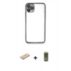 MARSİLYAN™- iPhone 11 Pro Max Kılıf Vadi Minimal - Siyah Joko Magic 5D Hayalet Cam + Yeşil Renkli Kamera Lens Koruma Cam