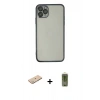 MARSİLYAN™- iPhone 11 Pro Max Kılıf Vadi Minimal - Siyah Joko Magic 5D Hayalet Cam + Yeşil Renkli Kamera Lens Koruma Cam