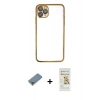 MARSİLYAN™- iPhone 11 Pro Max Kılıf Vadi Minimal - Siyah Mat Seramik Nano Ekran Koruyucu + Metal Kamera Lens Koruma Cam - GD