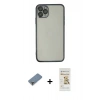 MARSİLYAN™- iPhone 11 Pro Max Kılıf Vadi Minimal - Siyah Mat Seramik Nano Ekran Koruyucu + Metal Kamera Lens Koruma Cam - GD