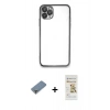 MARSİLYAN™- iPhone 11 Pro Max Kılıf Vadi Minimal - Siyah Mat Seramik Nano Ekran Koruyucu + Metal Kamera Lens Koruma Cam - GD