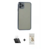 MARSİLYAN™- iPhone 11 Pro Max Kılıf Vadi Minimal - Siyah Mat Seramik Nano Ekran Koruyucu + Kamera Lens Koruma Cam - SF