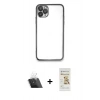 MARSİLYAN™- iPhone 11 Pro Max Kılıf Vadi Minimal - Siyah Mat Seramik Nano Ekran Koruyucu + Kamera Lens Koruma Cam - SF