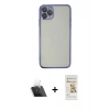 MARSİLYAN™- iPhone 11 Pro Max Kılıf Vadi Minimal - Siyah Mat Seramik Nano Ekran Koruyucu + Kamera Lens Koruma Cam - SF
