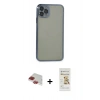 MARSİLYAN™- iPhone 11 Pro Max Kılıf Vadi Minimal - Siyah Mat Seramik Nano Ekran Koruyucu + Pers Alüminyum Kamera Lens - KI