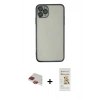 MARSİLYAN™- iPhone 11 Pro Max Kılıf Vadi Minimal - Siyah Mat Seramik Nano Ekran Koruyucu + Pers Alüminyum Kamera Lens - KI