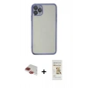 MARSİLYAN™- iPhone 11 Pro Max Kılıf Vadi Minimal - Siyah Mat Seramik Nano Ekran Koruyucu + Pers Alüminyum Kamera Lens - KI