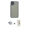 MARSİLYAN™- iPhone 11 Pro Max Kılıf Vadi Minimal - Siyah Mat Seramik Nano Ekran Koruyucu + Pers Alüminyum Kamera Lens - LT