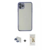 MARSİLYAN™- iPhone 11 Pro Max Kılıf Vadi Minimal - Siyah Mat Seramik Nano Ekran Koruyucu + Pers Alüminyum Kamera Lens - LT