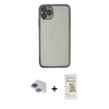 MARSİLYAN™- iPhone 11 Pro Max Kılıf Vadi Minimal - Siyah Mat Seramik Nano Ekran Koruyucu + Pers Alüminyum Kamera Lens - LT