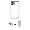 MARSİLYAN™- iPhone 11 Pro Max Kılıf Vadi Minimal - Siyah Mat Seramik Nano Ekran Koruyucu + Pers Alüminyum Kamera Lens - LT