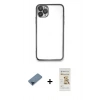 MARSİLYAN™- iPhone 11 Pro Max Kılıf Vadi Minimal - Siyah Mat Seramik Nano Ekran Koruyucu + Metal Kamera Lens Koruma Cam - MI