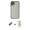 MARSİLYAN™- iPhone 11 Pro Max Kılıf Vadi Minimal - Siyah Mat Seramik Nano Ekran Koruyucu + Metal Kamera Lens Koruma Cam - MI